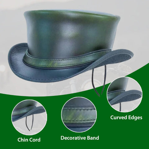 Leather Hat Handmade Leather Top Hat Steampunk Gothic Leather Hat Gifts For Men Women Shapeable Brim