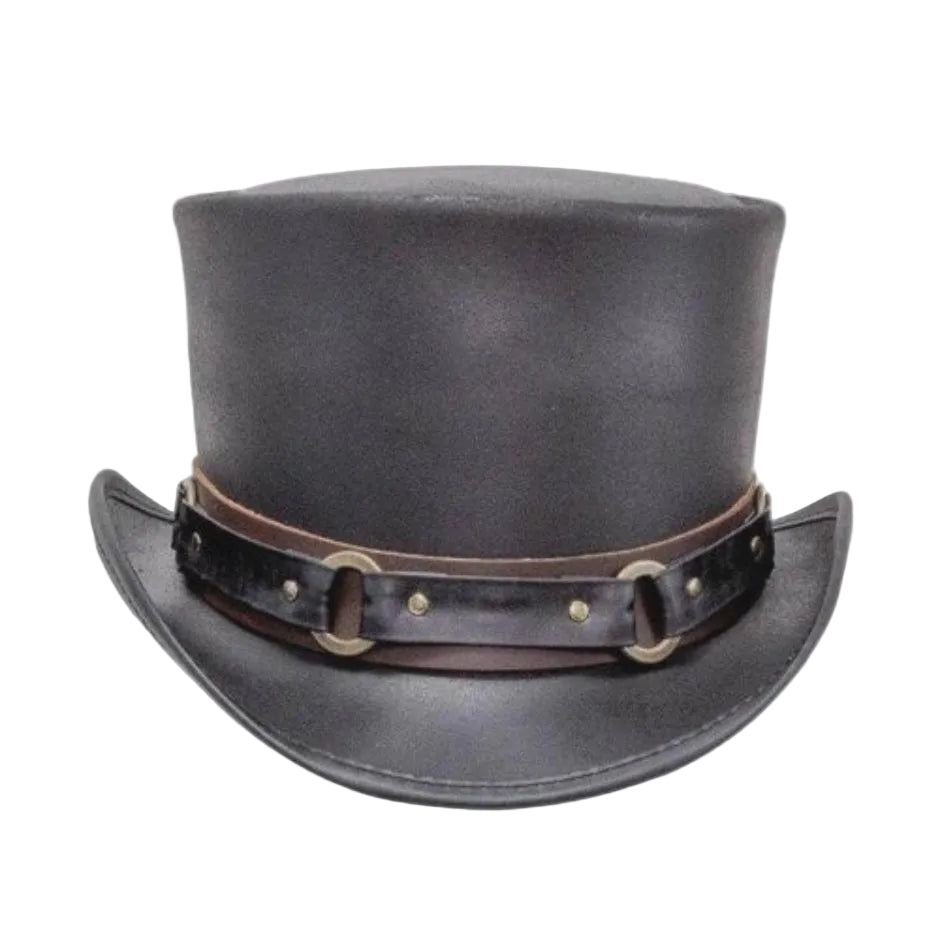  Leather Steampunk Top Hat Studded Gothic Biker Cosplay Hat UK