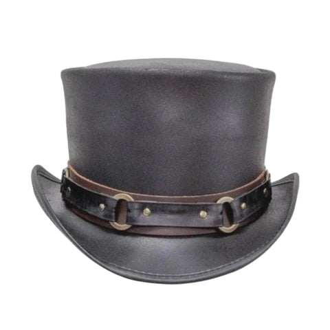  Leather Steampunk Top Hat Studded Gothic Biker Cosplay Hat UK