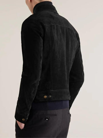 Men’s Black Suede Leather Shirt Jacket | Slim Fit Genuine Suede Outerwear | Button-Up Classic Minimal Streetwear