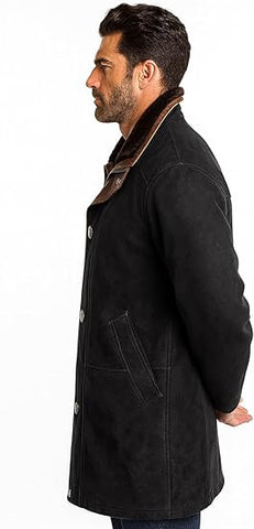 Men’s Black Shearling Coat – Premium Winter Jacket | Warm Luxury Shearling Outerwear