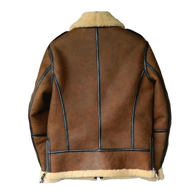 Men B3 Shearling Leather Jacket | Brown Shearling Winter Coat