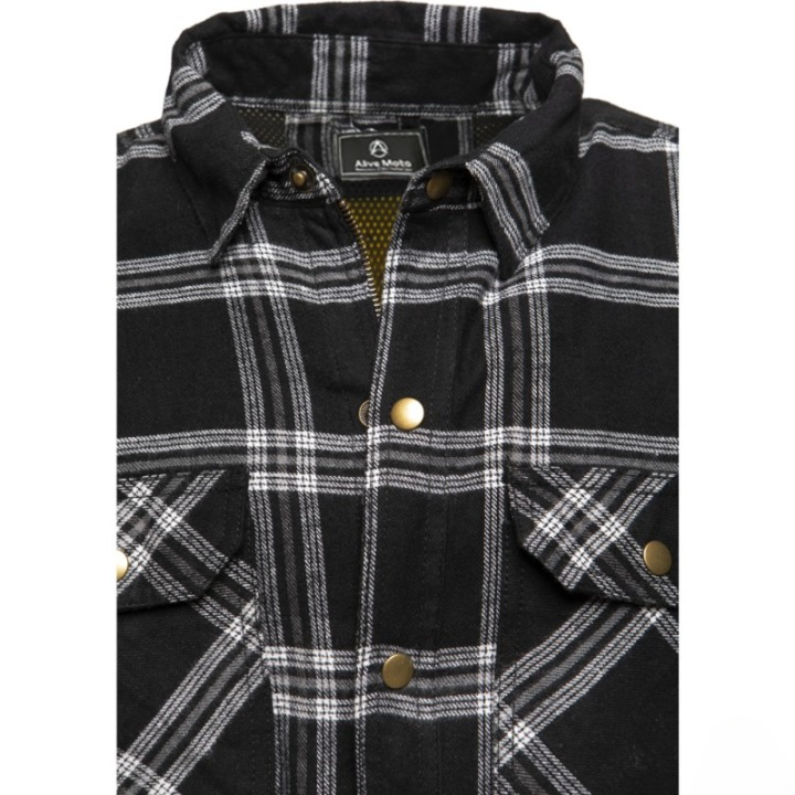 Men's Black and Grey Armoured Motorcycle Flannel &nbsp;Protective Riding Overshirt