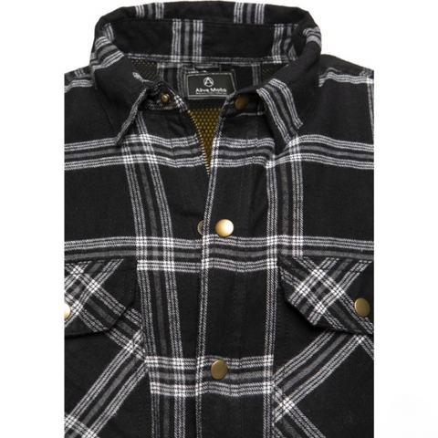 Men's Black and Grey Armoured Motorcycle Flannel &nbsp;Protective Riding Overshirt