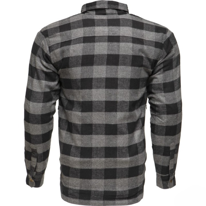 Men's Grey and Black Motorcycle Flannel Shirt Protective Riding Jacket