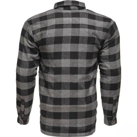 Men's Grey and Black Motorcycle Flannel Shirt Protective Riding Jacket