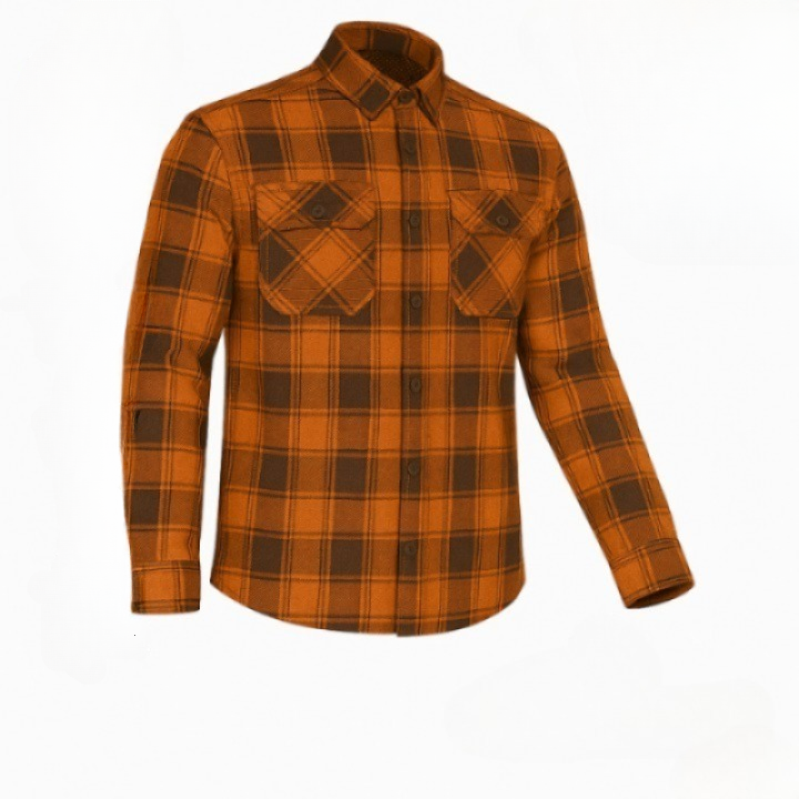 Men's Armoured Motorcycle Riding Shirt | Orange Biker Flannel UK