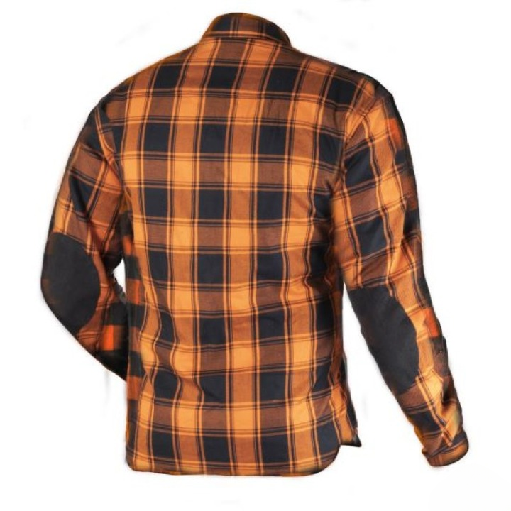 Men's Armoured Motorcycle Riding Shirt | Orange Biker Flannel UK