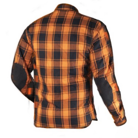 Men's Armoured Motorcycle Riding Shirt | Orange Biker Flannel UK
