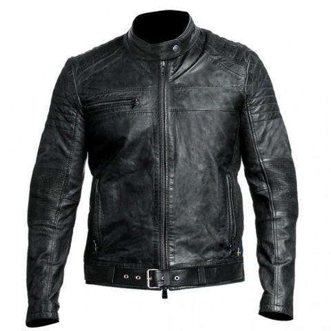 Men's Black Leather Biker Jacket – Vintage Style