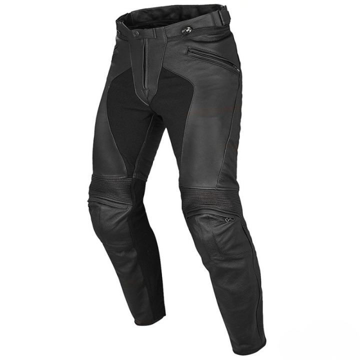 Men's Black Leather Motorcycle Trousers - CE Armoured Urban Riding Jeans