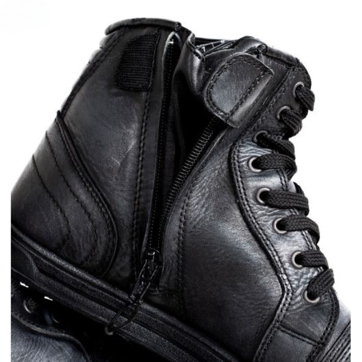 Men's Black Leather Urban Motorcycle Boots | UK Riding Sneakers