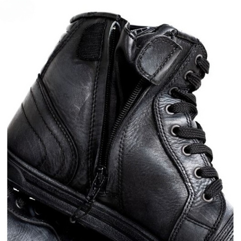 Men's Black Leather Urban Motorcycle Boots | UK Riding Sneakers