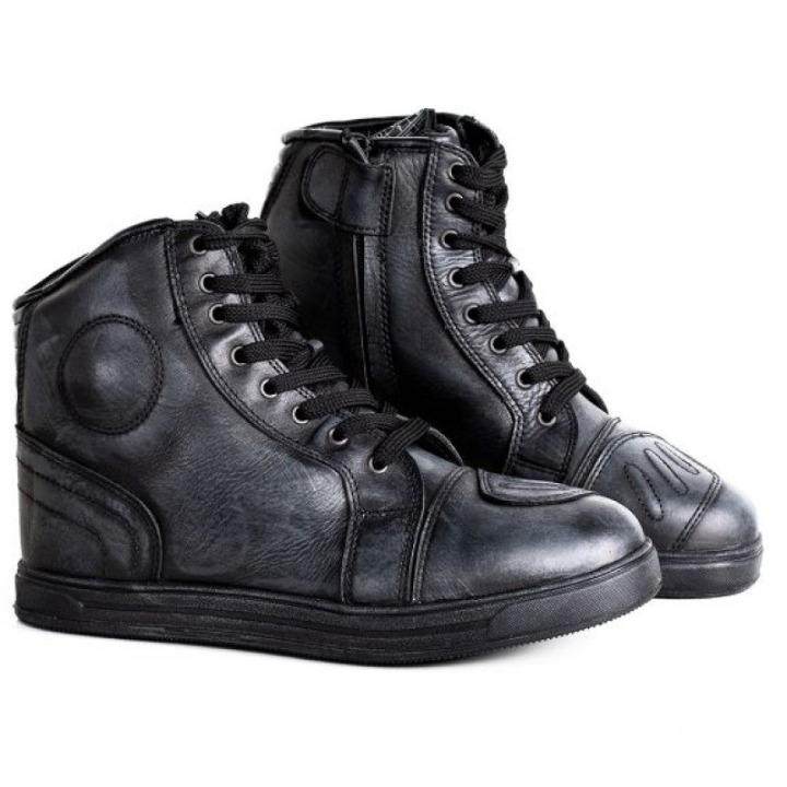 Men's Black Leather Urban Motorcycle Boots | UK Riding Sneakers
