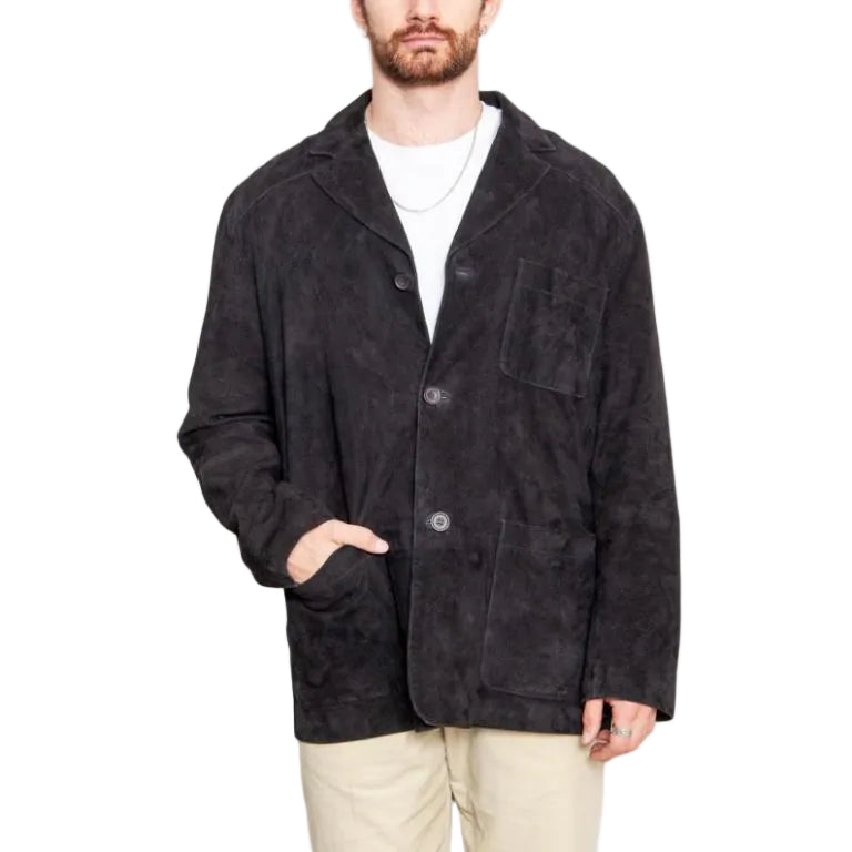 Men’s Black Suede Leather Jacket – Handmade Classic Sport Coat