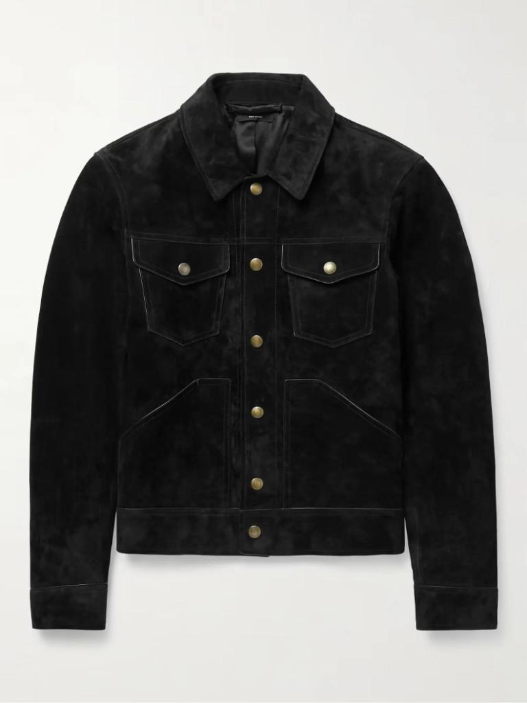 Men’s Black Suede Shirt Jacket – Slim Fit Genuine Leather Outerwear
