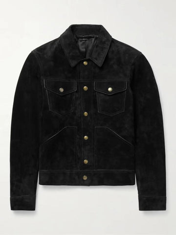 Men’s Black Suede Shirt Jacket – Slim Fit Genuine Leather Outerwear