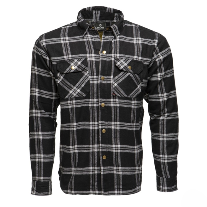 Men's Black and Grey Armoured Motorcycle Flannel &nbsp;Protective Riding Overshirt