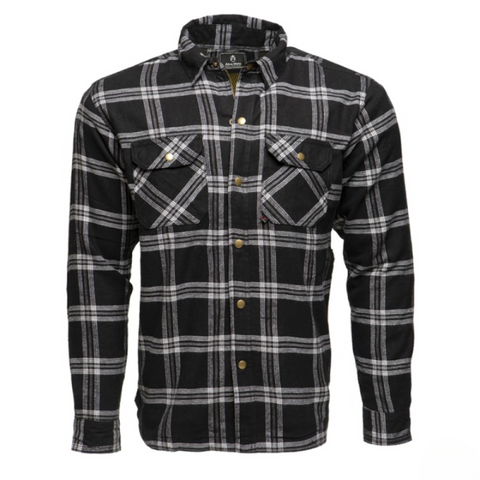 Men's Black and Grey Armoured Motorcycle Flannel &nbsp;Protective Riding Overshirt