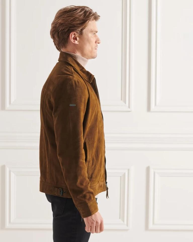 Men’s Brown Suede Harrington Jacket | Handmade Genuine Suede Bomber Coat