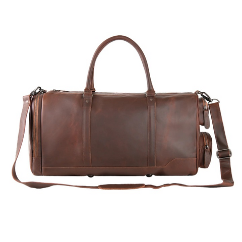 Men’s Brown Leather Duffle Bag UK | Vintage Full-Grain Weekender Holdall (39L)