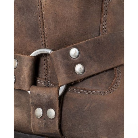 Men's Brown Leather Harness Boots | Distressed Biker Boots UK