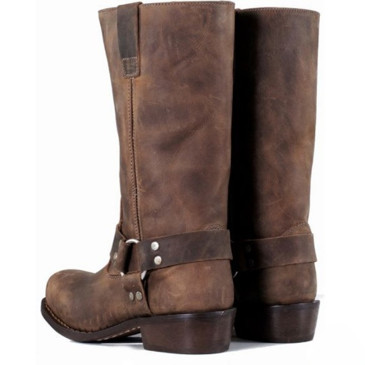 Men's Brown Leather Harness Boots | Distressed Biker Boots 