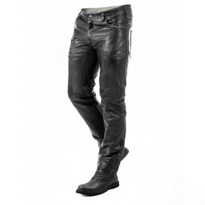 Men’s Classic Black Leather Pants – Slim Fit Motorcycle Riding & Streetwear Trousers