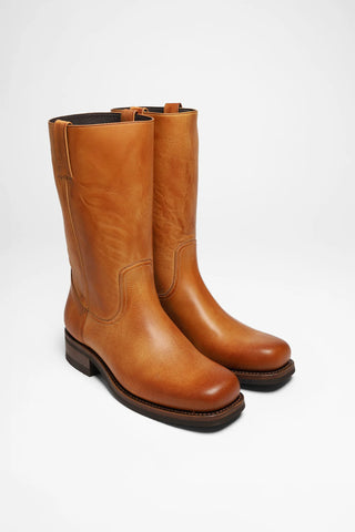 Men's Classic Tan Leather Cowboy Boots  Premium Western Boots