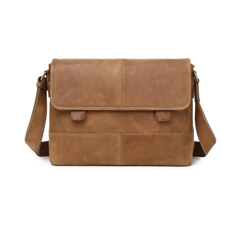 Men’s Crazy Horse Leather Messenger Bag | Large Vintage Satchel