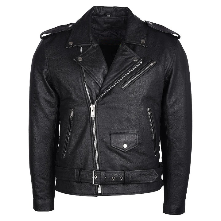 Men’s Eagle Embossed Live To Ride Leather Jacket | Classic Biker Motorcycle Coat