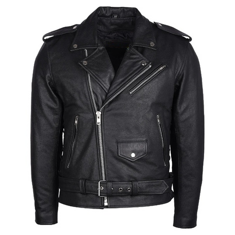 Men’s Eagle Embossed Live To Ride Leather Jacket | Classic Biker Motorcycle Coat