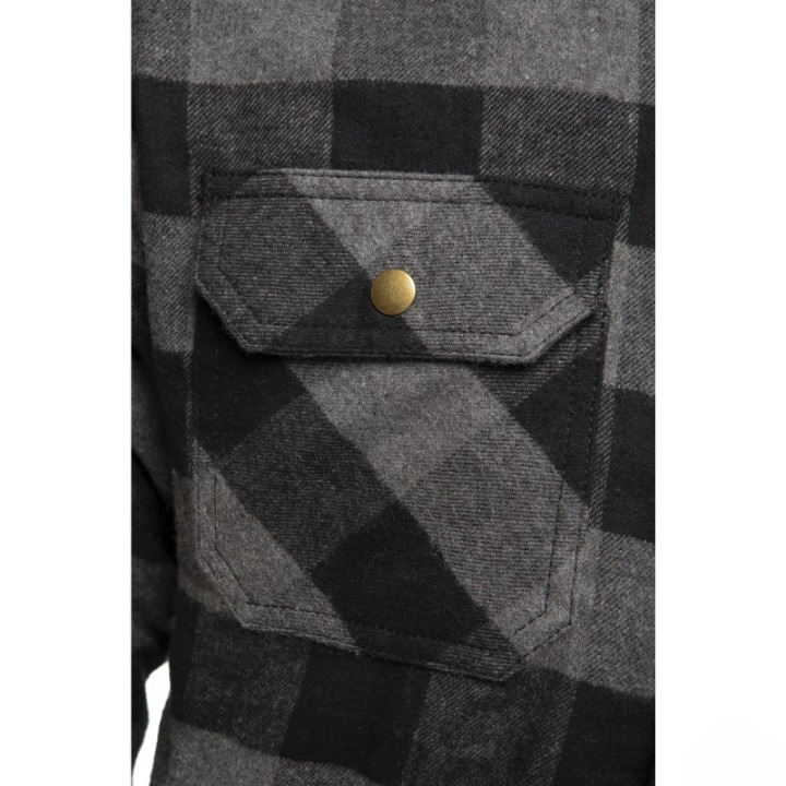 Men's Grey and Black Motorcycle Flannel Shirt Protective Riding Jacket