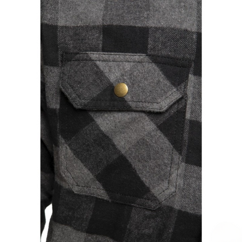 Men's Grey and Black Motorcycle Flannel Shirt Protective Riding Jacket