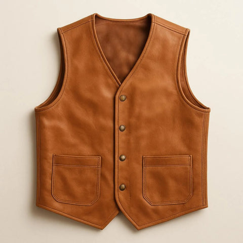 Men’s Leather Vest – Classic Western Style Waistcoat | Country Fashion 