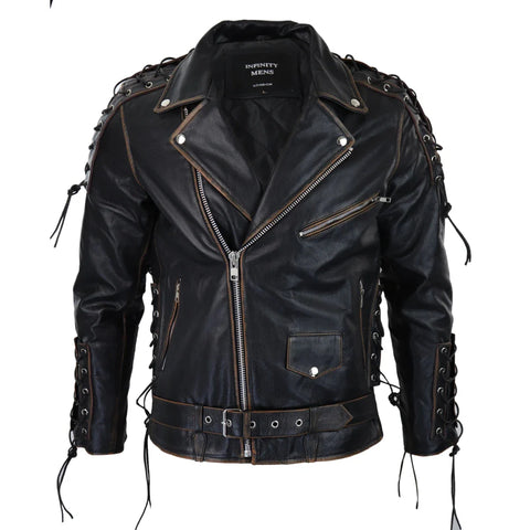 Men’s Live To Ride Cowhide Leather Jacket | Classic Cross Zip Biker Coat
