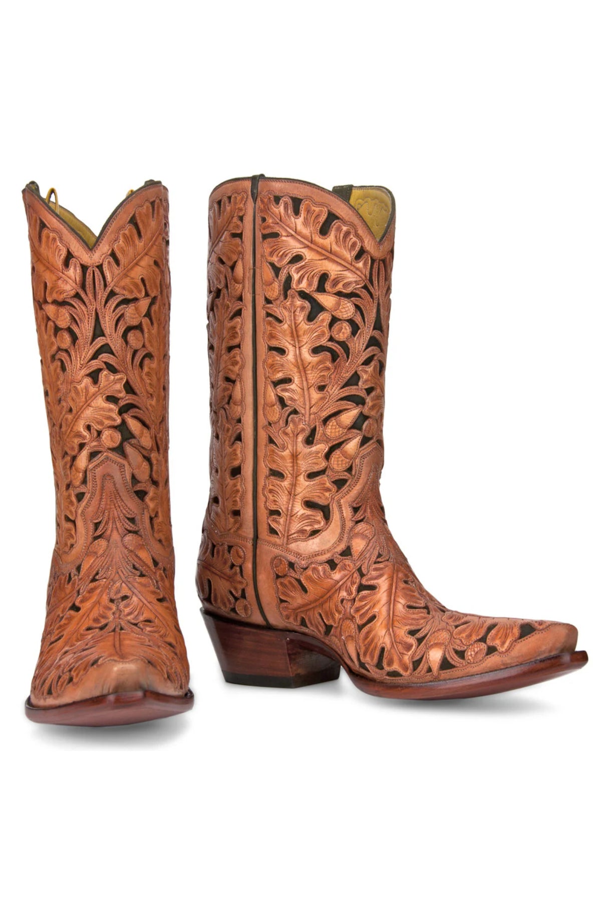 Men’s Oak Leaf Tooled Cowboy Boots UK | Calf Leather High Western Boot