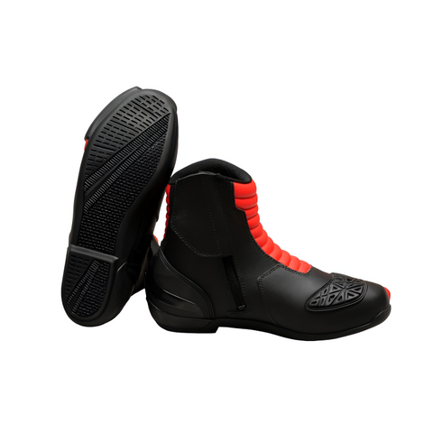 Men’s Stealth Black & Red Performance Riding Boots – Urban Motorbike Footwear