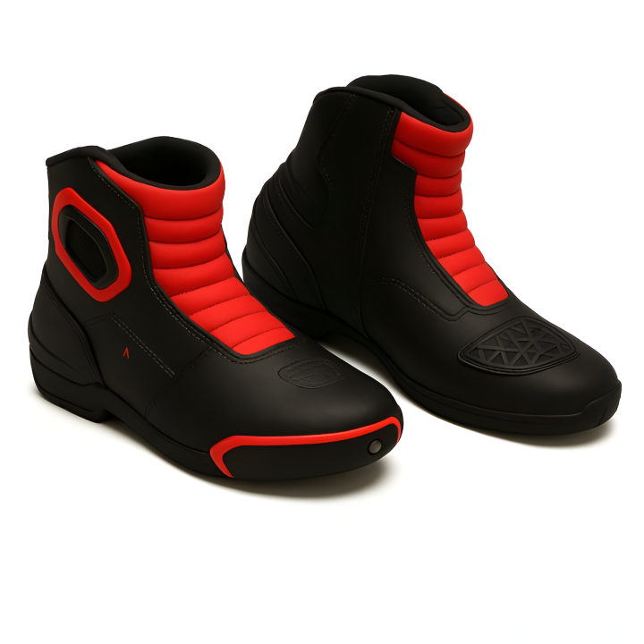 Men’s Stealth Black & Red Performance Riding Boots – Urban Motorbike Footwear
