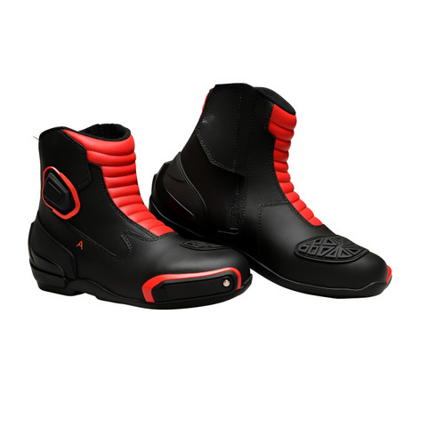 Men’s Stealth Black & Red Performance Riding Boots – Urban Motorbike Footwear
