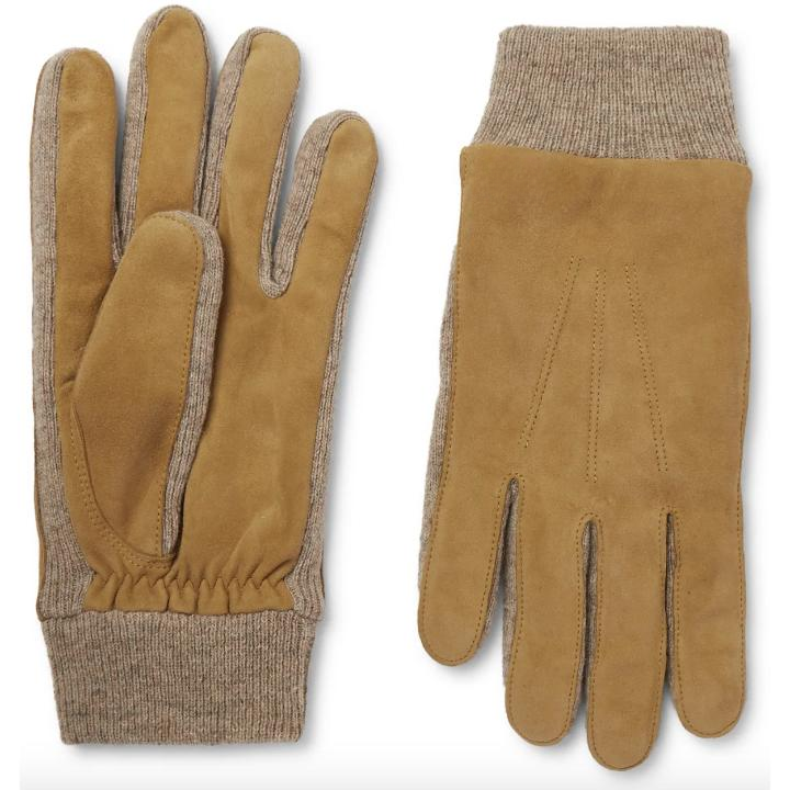 Men’s Suede & Wool Winter Gloves – Warm Rib-Knit Cuffs, Casual Style