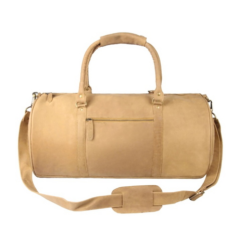 Men’s Tan Suede Leather Duffle Bag UK | Vintage Weekender Holdall (42L)