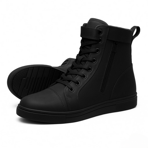 Men’s Urban Leather Motorcycle Riding Sneakers – Reinforced Retro Biker Boots