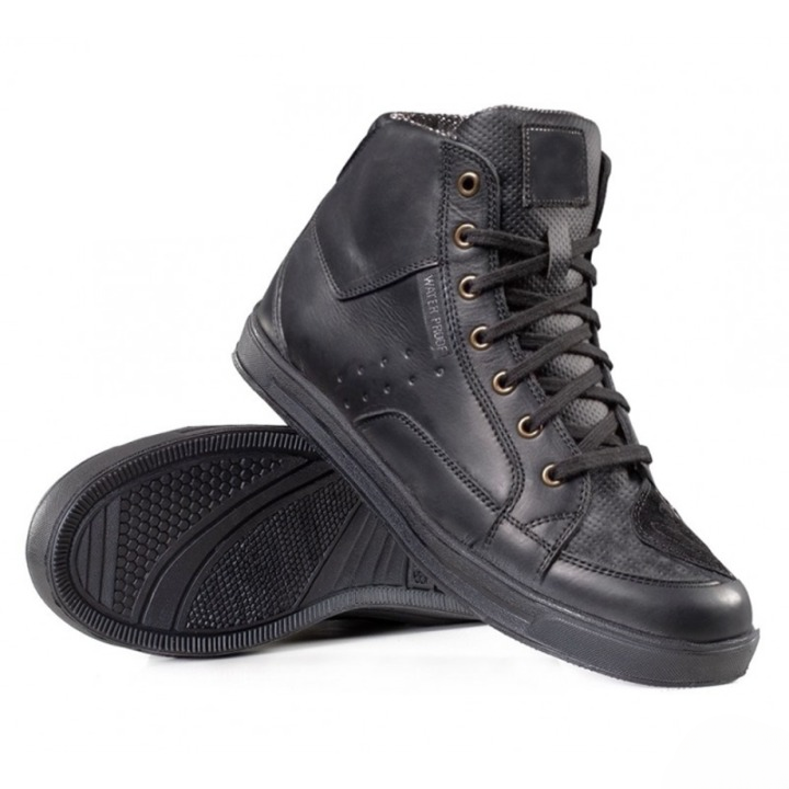 Men's Waterproof Leather Motorcycle Riding Sneakers – CE Reinforced Biker Boots
