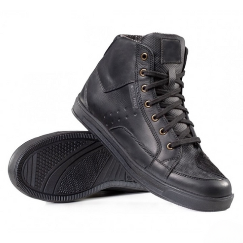 Men's Waterproof Leather Motorcycle Riding Sneakers – CE Reinforced Biker Boots
