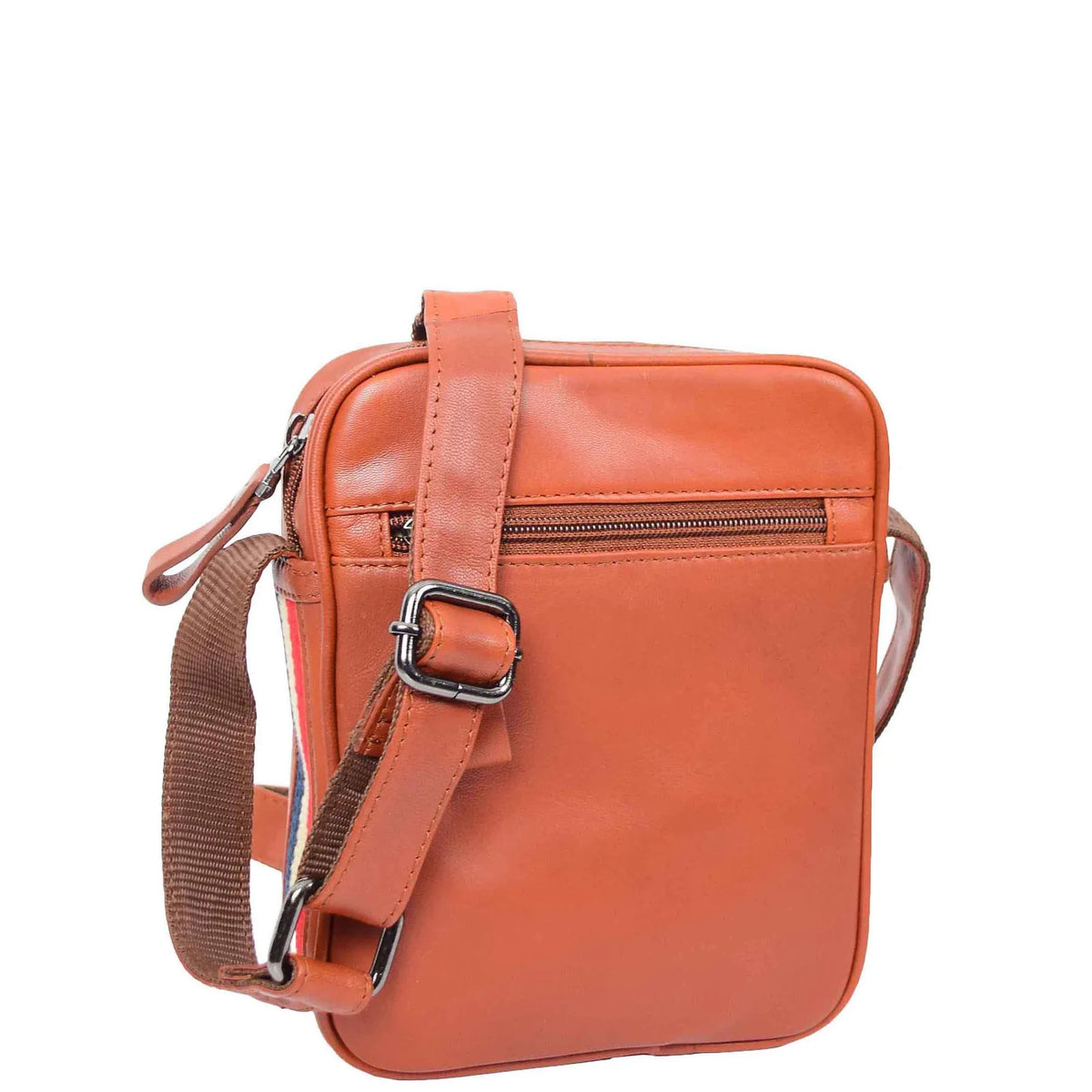 Leather Crossbody Bag – Small Flight Bag with Multi Zip Pockets