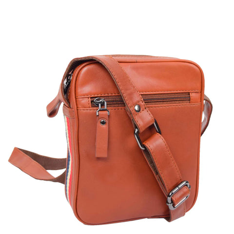 Leather Crossbody Bag – Small Flight Bag with Multi Zip Pockets