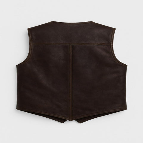 Handmade Real Leather Cowboy Vest for Men | Western Vintage Style Waistcoat | Brown Genuine Leather Biker Vest | Wild West Outfit