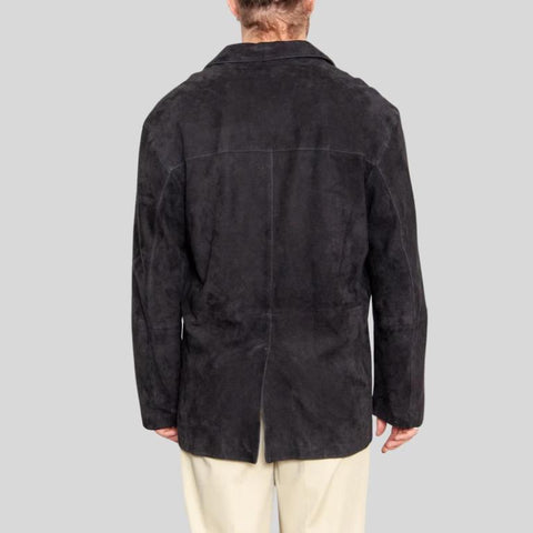 Men’s Black Suede Leather Jacket | Genuine Suede Handmade Sport Coat | Classic Tailored Soft Suede Outerwear for Men