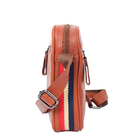 Leather Crossbody Bag – Small Flight Bag with Multi Zip Pockets